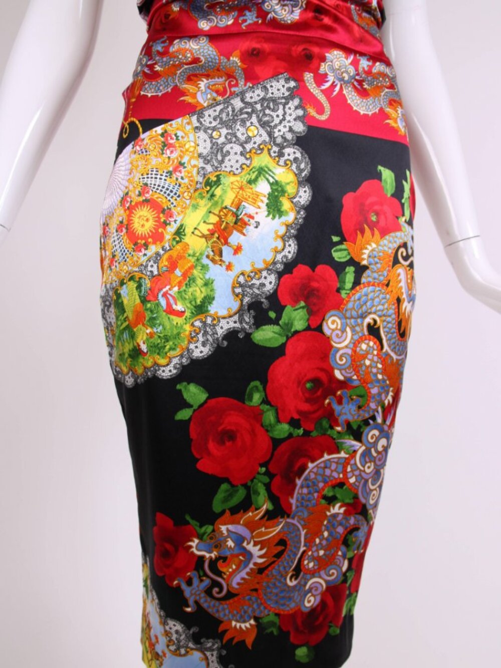 Dolce & Gabbana 1999 Archival Dragon & Rose Silk Dress IT 42 FIT Museum - Picture 8 of 8